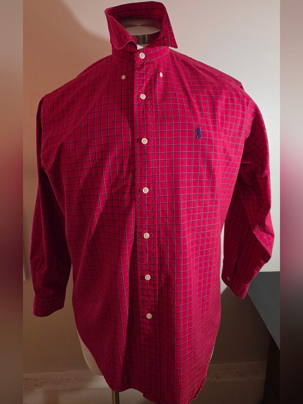 Polo by Ralph Lauren Pink and Blue Grid Button-Down Shirt